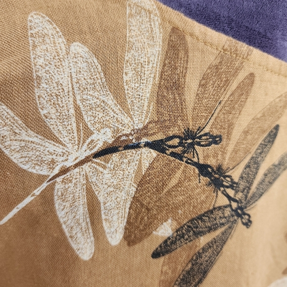 ELENA BALDI Italy Women's 100% Linen Dragonfly Ruffle Sleeve Top Brown Tan Sz S - Picture 7 of 11